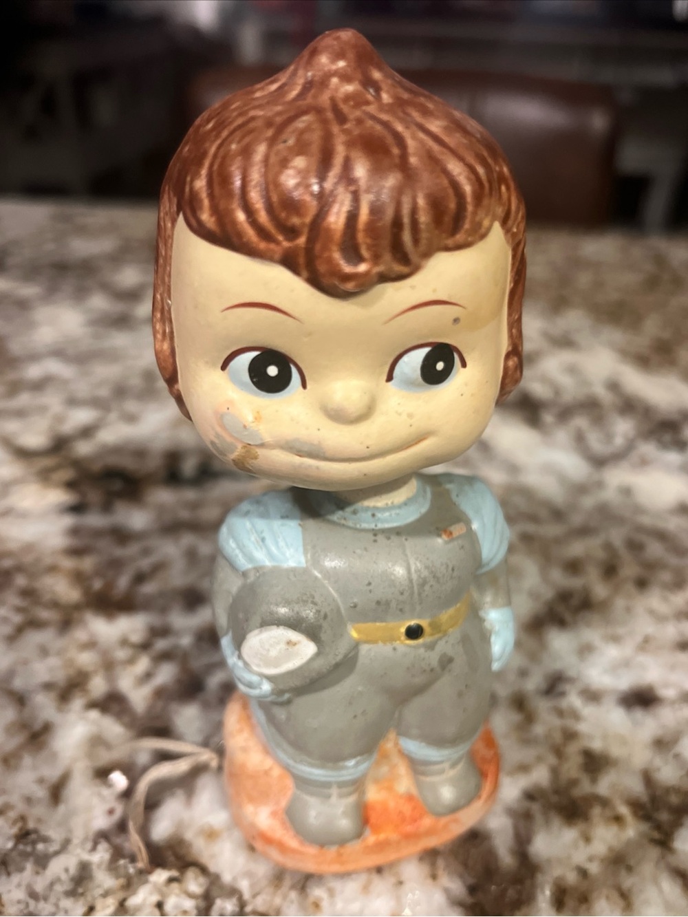 Vintage 1950s Furi Astronaut Girl Pin Cushion Bobble-Head Tape Measure Highmount